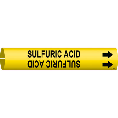 Marqueur de tuyau «Sulfuric Acid», À pression, 7/8" h x 7/8" la, Noir sur jaune