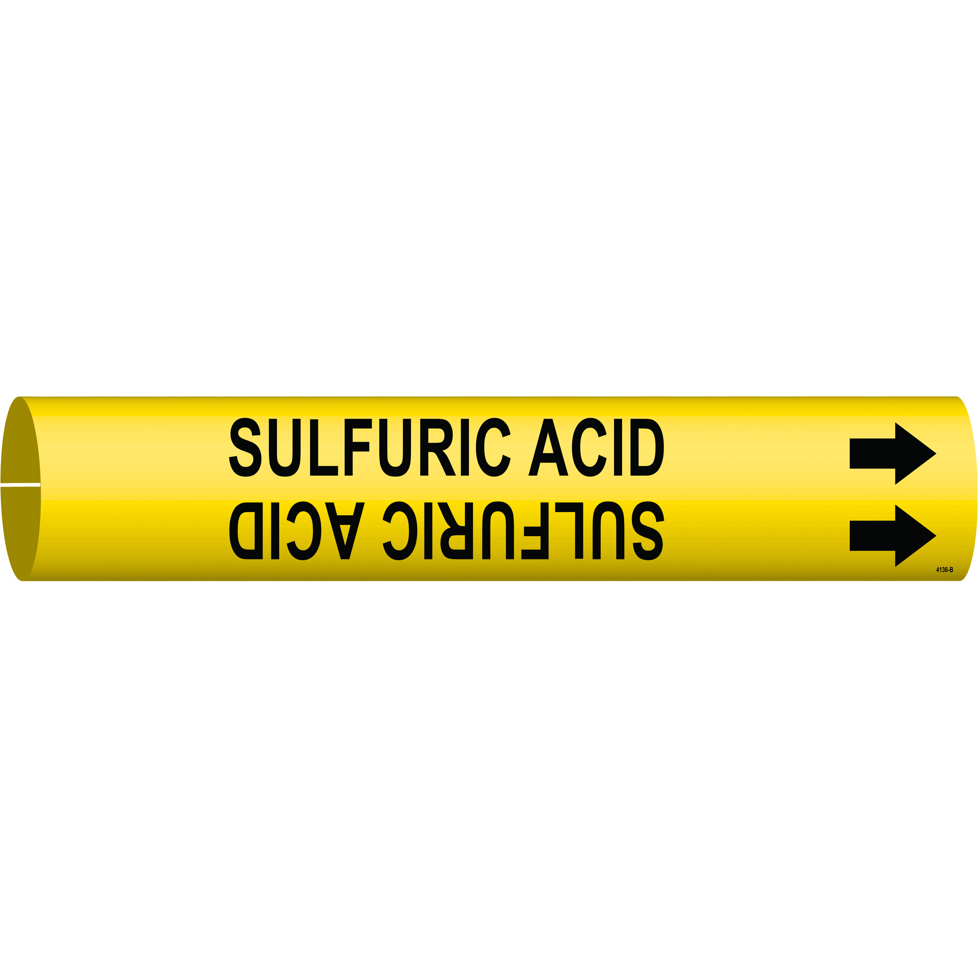 Marqueur de tuyau «Sulfuric Acid», À pression, 7/8" h x 7/8" la, Noir sur jaune