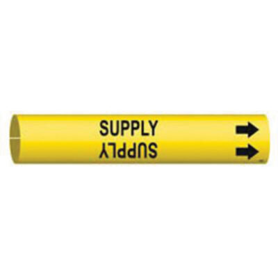 Marqueur de tuyau «Supply», À pression, 13/16" h x 13/16" la, Noir sur jaune