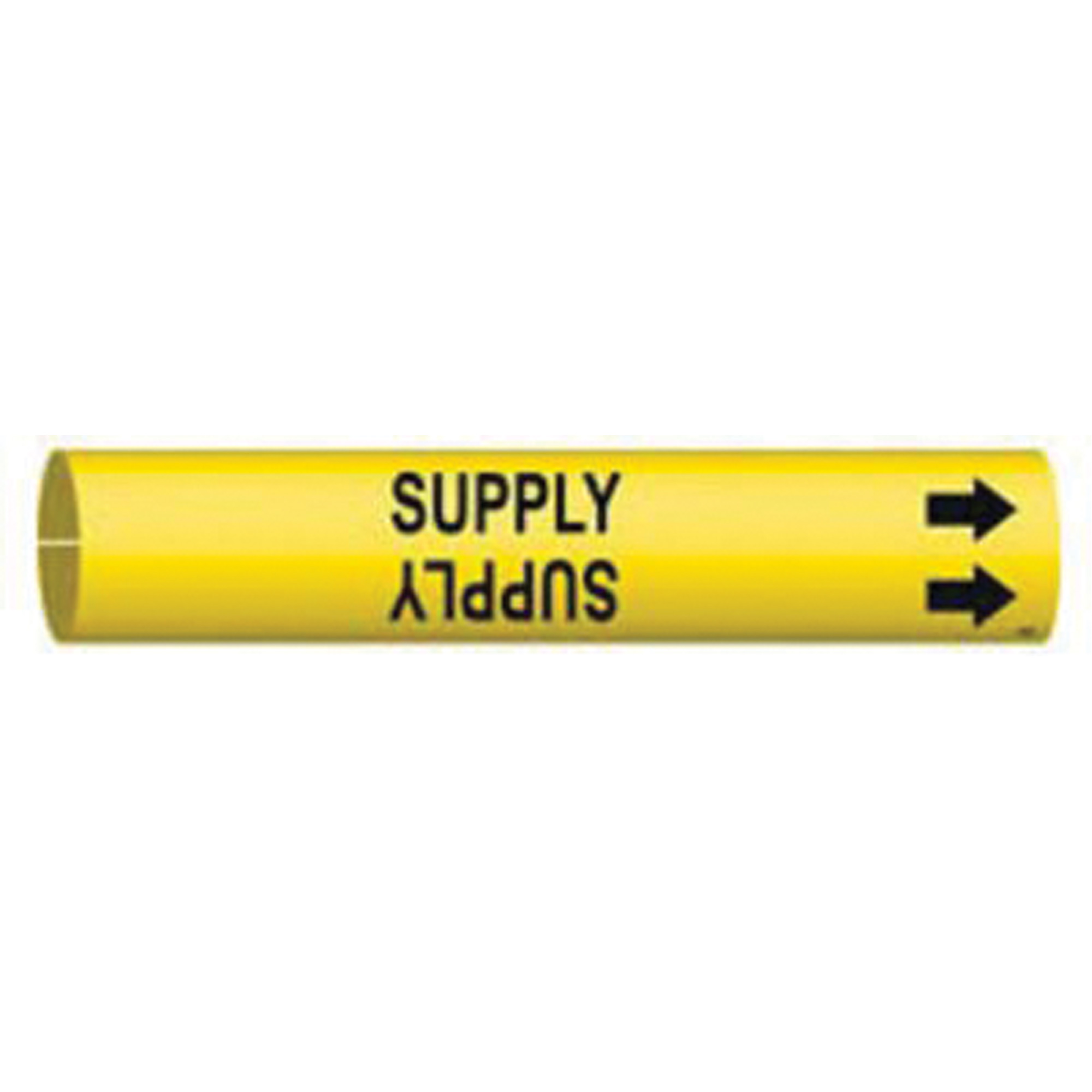 Marqueur de tuyau «Supply», À pression, 13/16" h x 13/16" la, Noir sur jaune