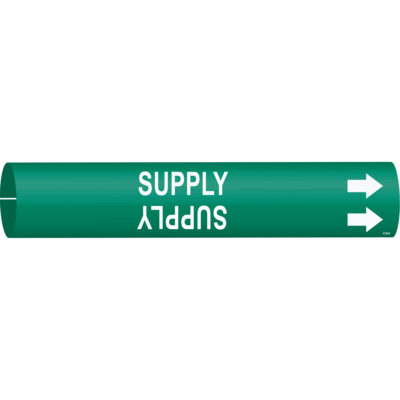 Marqueur de tuyau «Supply», À pression, 7/8" h x 7/8" la, Blanc/vert