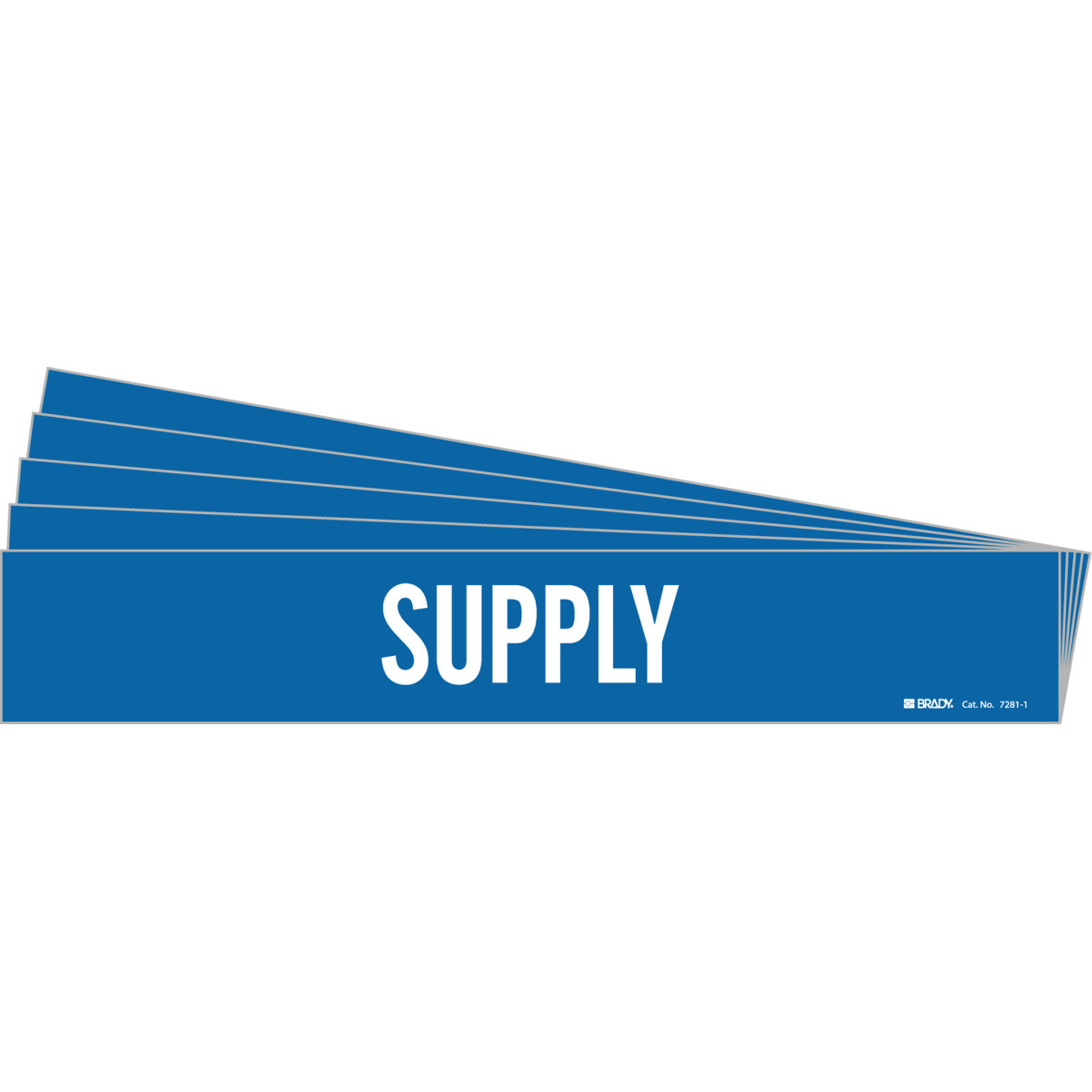 Marqueur de tuyau «Supply», Autocollant, 2-1/4" h x 14" la, Blanc/bleu