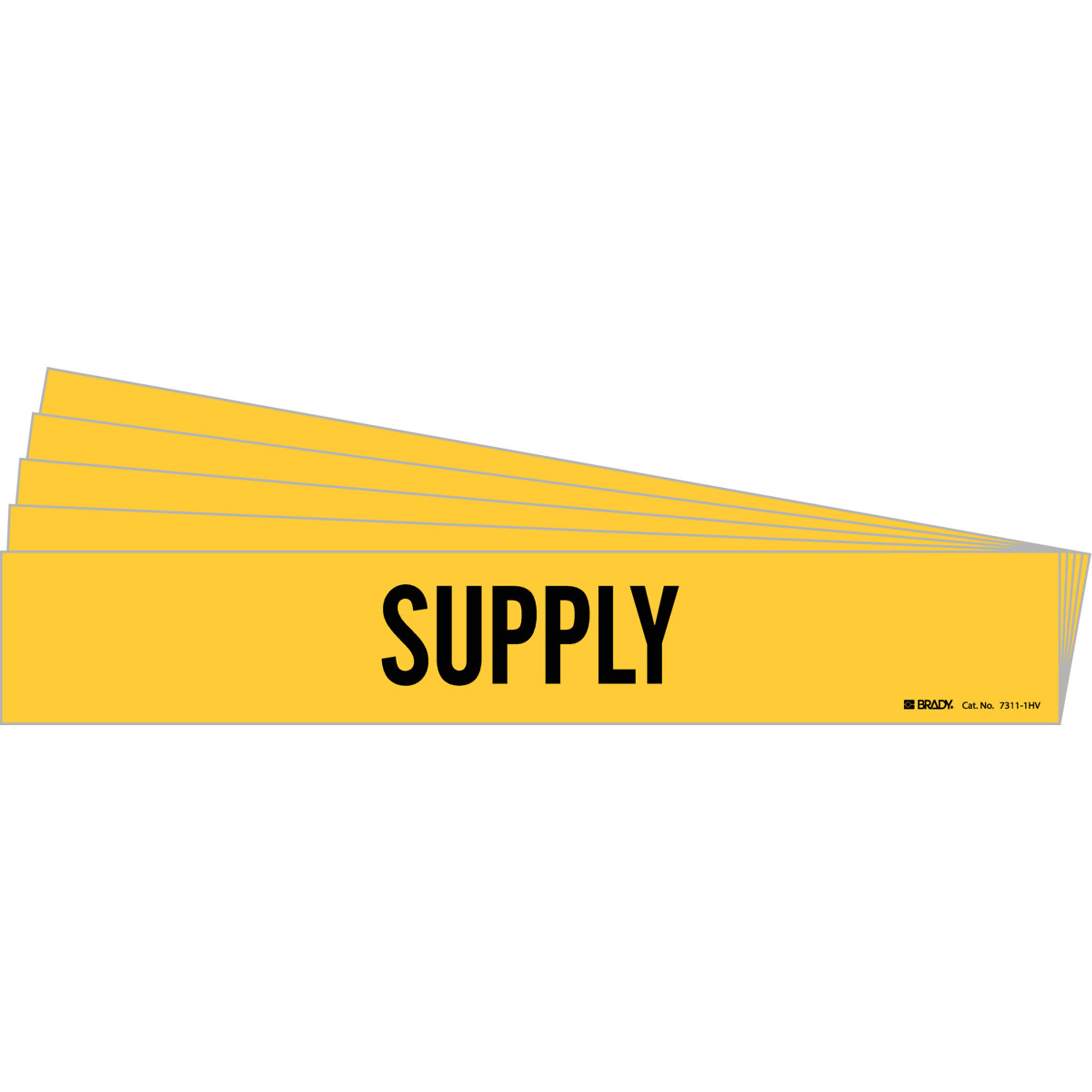Marqueur de tuyau «Supply», Autocollant, 4" h x 24" la, Noir sur jaune