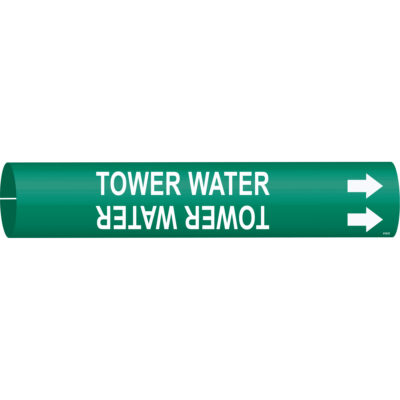 Marqueur de tuyau «Tower Water», À pression, 2-13/16" h x 2-13/16" la, Blanc/vert