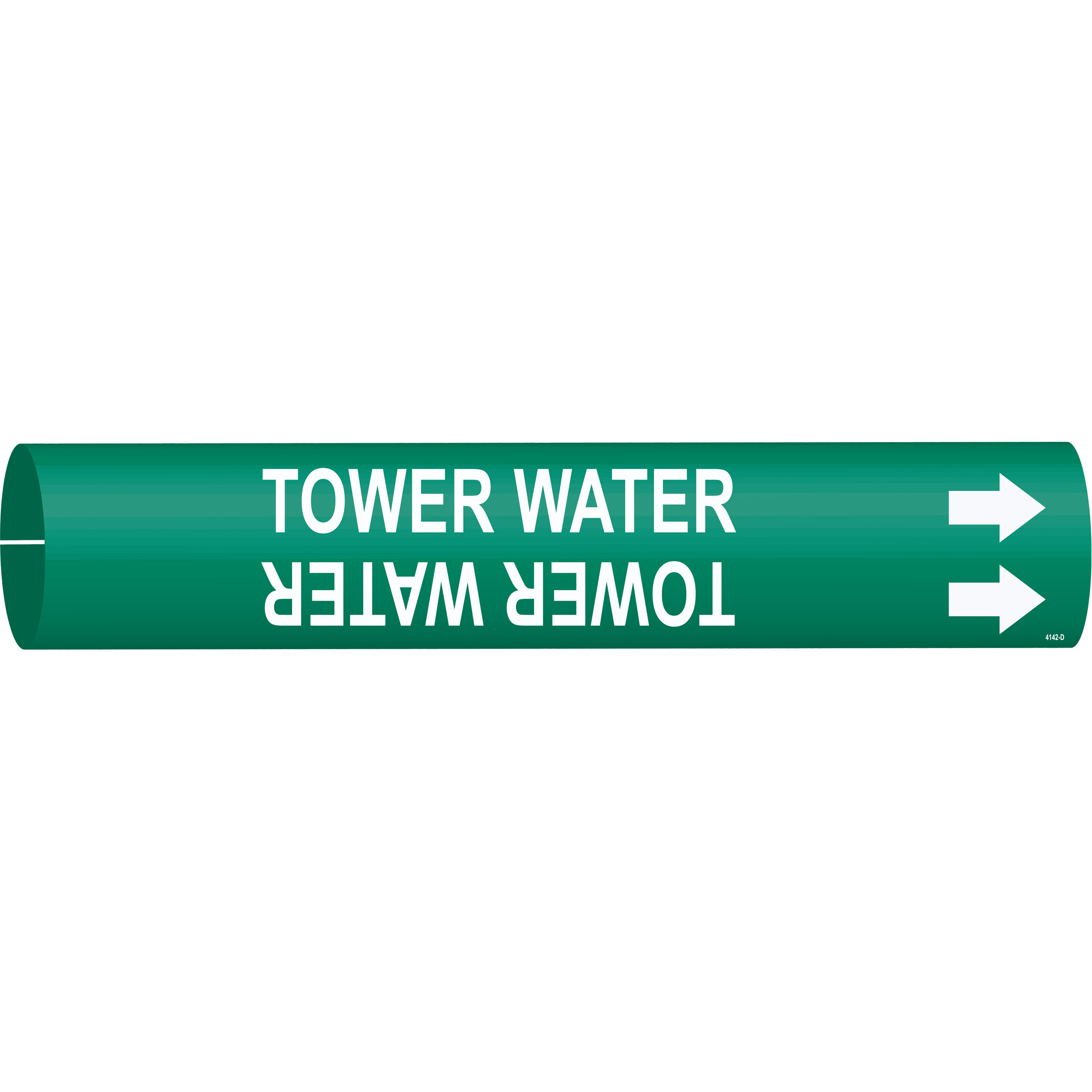 Marqueur de tuyau «Tower Water», À pression, 2-13/16" h x 2-13/16" la, Blanc/vert