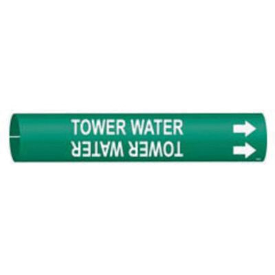 Marqueur de tuyau «Tower Water», À pression, 7/8" h x 7/8" la, Blanc/vert