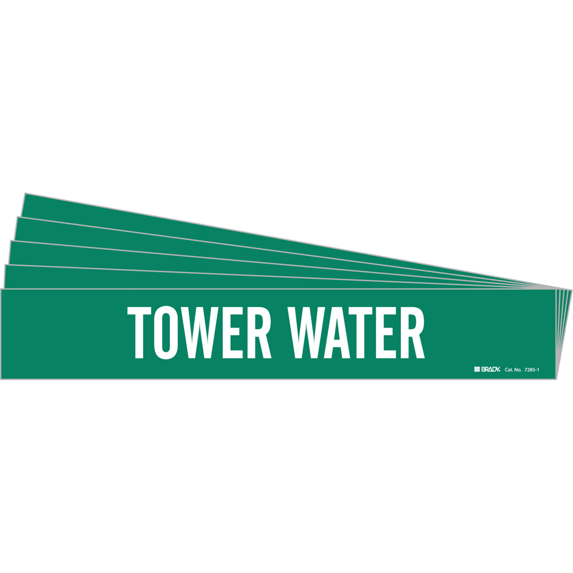 Marqueur de tuyau «Tower Water», Autocollant, 2-1/4" h x 14" la, Blanc/vert