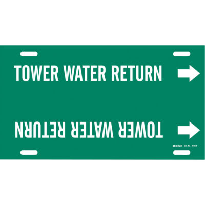 Marqueur de tuyau «Tower Water Return», À attacher, 8" h x 16" la, Blanc/vert