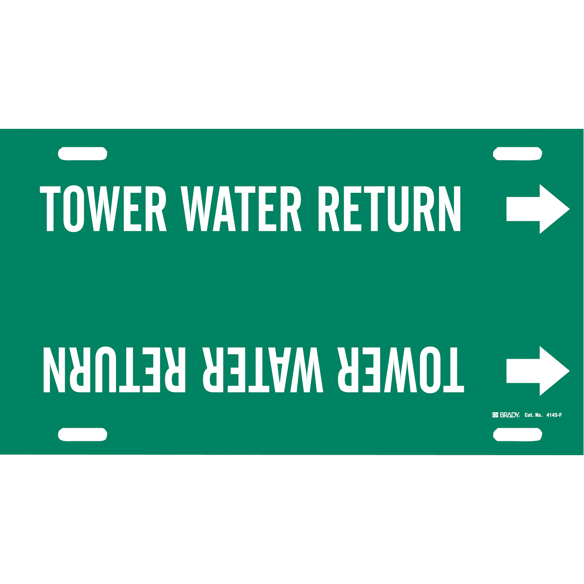 Marqueur de tuyau «Tower Water Return», À attacher, 8" h x 16" la, Blanc/vert