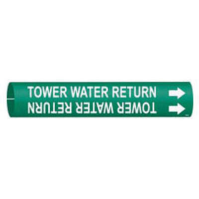 Marqueur de tuyau «Tower Water Return», À pression, 13/16" h x 13/16" la, Blanc/vert