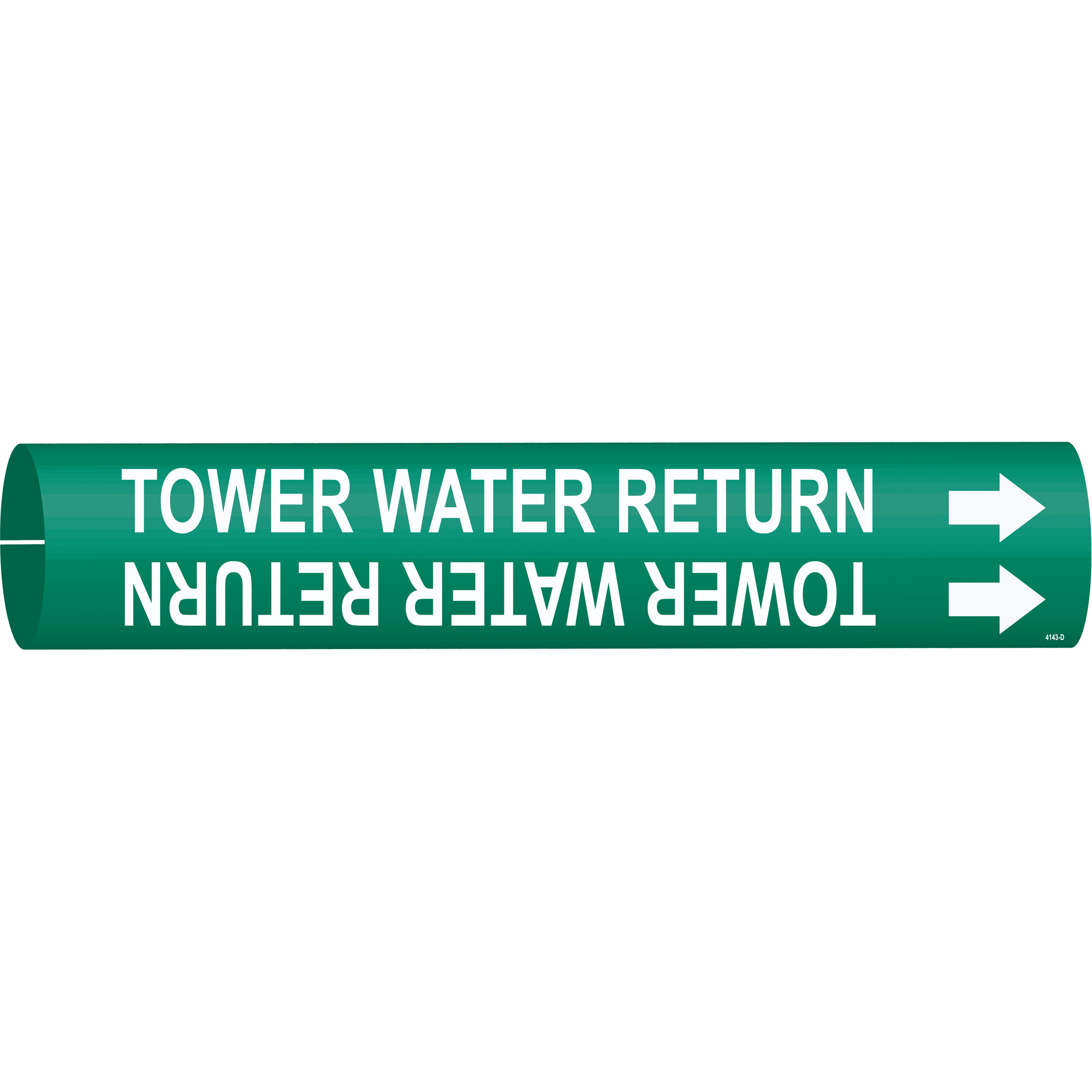 Marqueur de tuyau «Tower Water Return», À pression, 2-13/16" h x 2-13/16" la, Blanc/vert