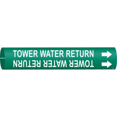 Marqueur de tuyau «Tower Water Return», À pression, 7/8" h x 7/8" la, Blanc/vert