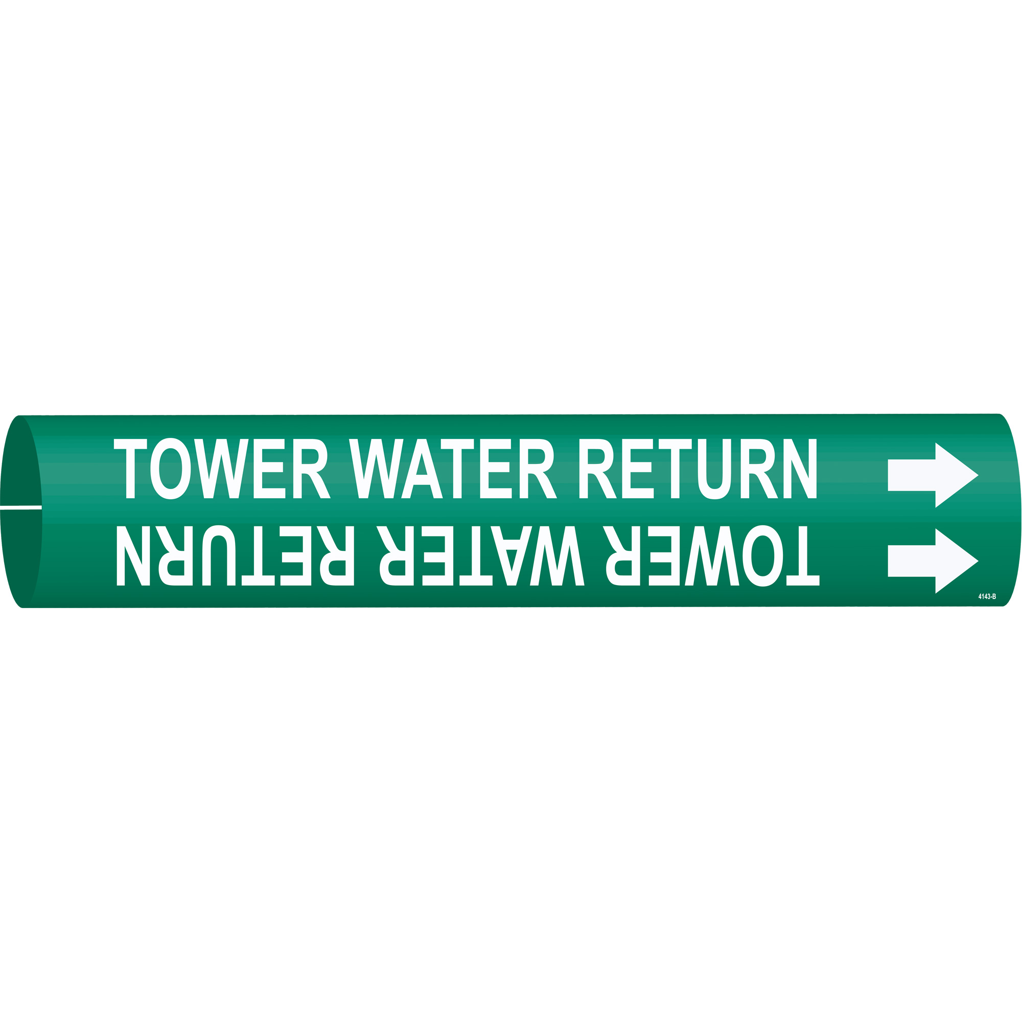 Marqueur de tuyau «Tower Water Return», À pression, 7/8" h x 7/8" la, Blanc/vert
