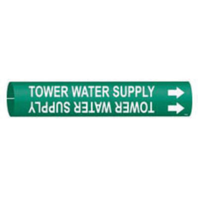Marqueur de tuyau «Tower Water Supply», À pression, 13/16" h x 13/16" la, Blanc/vert