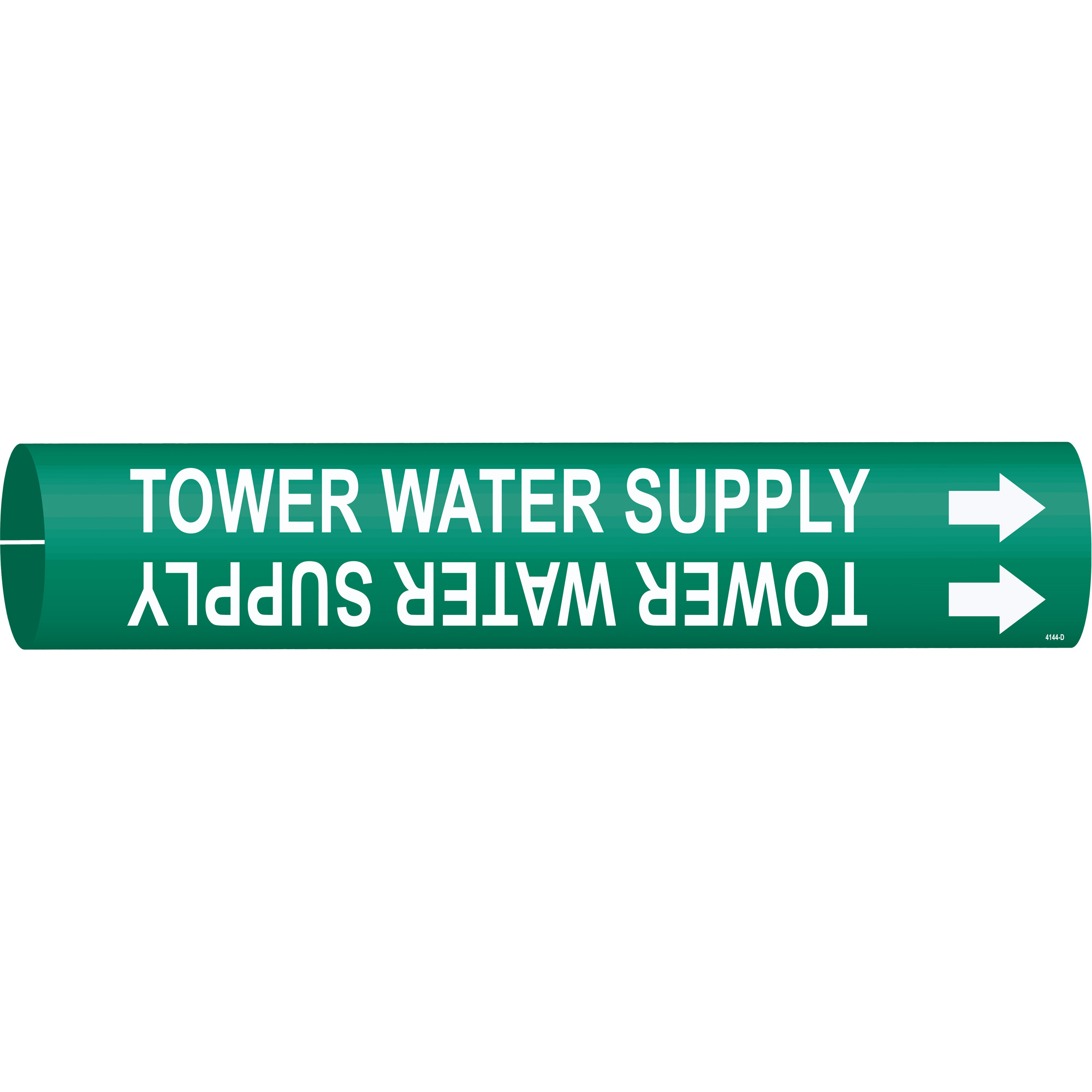 Marqueur de tuyau «Tower Water Supply», À pression, 2-13/16" h x 2-13/16" la, Blanc/vert