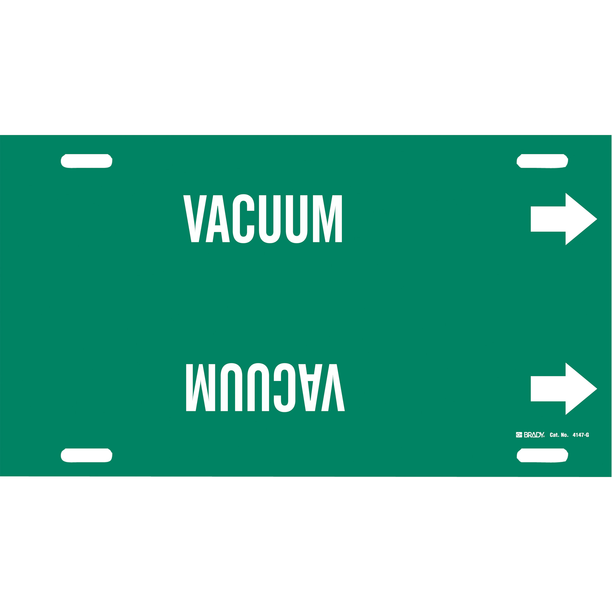 Marqueur de tuyau «Vacuum», À attacher, 10" h x 24" la, Blanc/vert