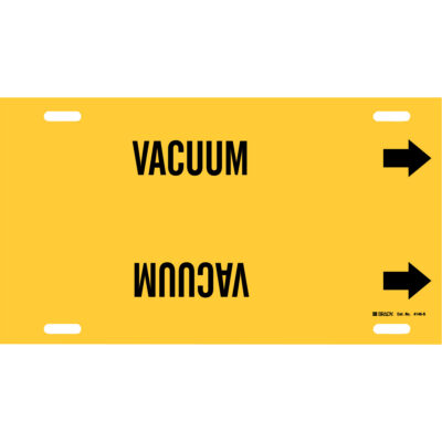 Marqueur de tuyau «Vacuum», À attacher, 10" h x 24" la, Noir sur jaune