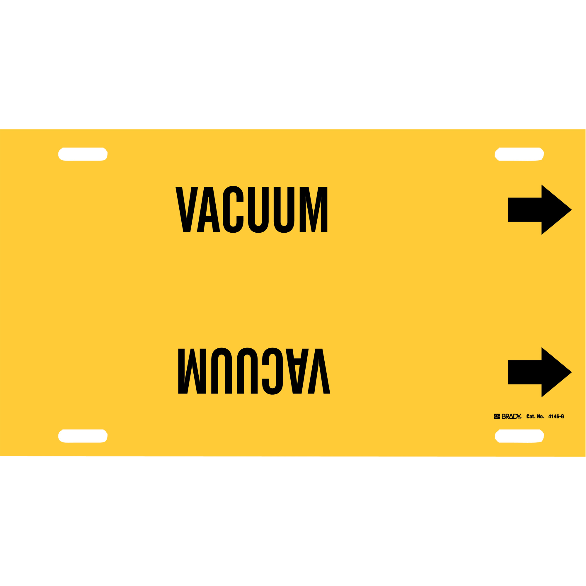Marqueur de tuyau «Vacuum», À attacher, 10" h x 24" la, Noir sur jaune