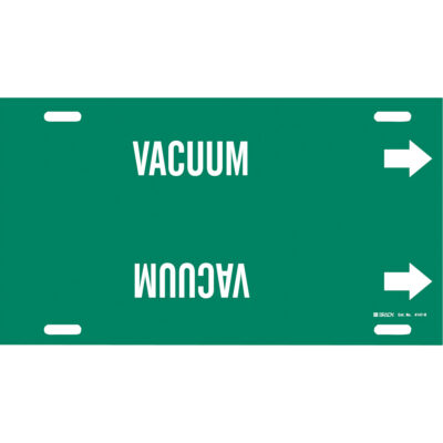 Marqueur de tuyau «Vacuum», À attacher, 10" h x 32" la, Blanc/vert