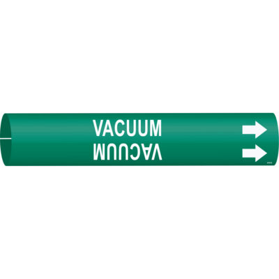 Marqueur de tuyau «Vacuum», À pression, 2-13/16" h x 2-13/16" la, Blanc/vert