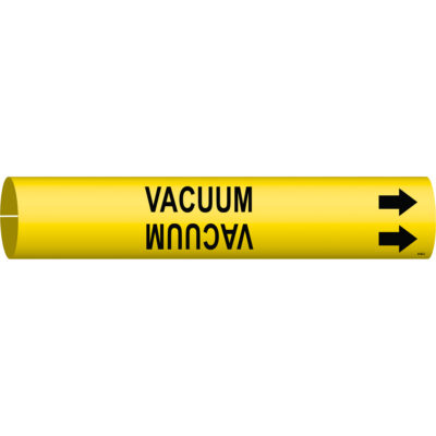 Marqueur de tuyau «Vacuum», À pression, 2" h x 2" la, Noir sur jaune