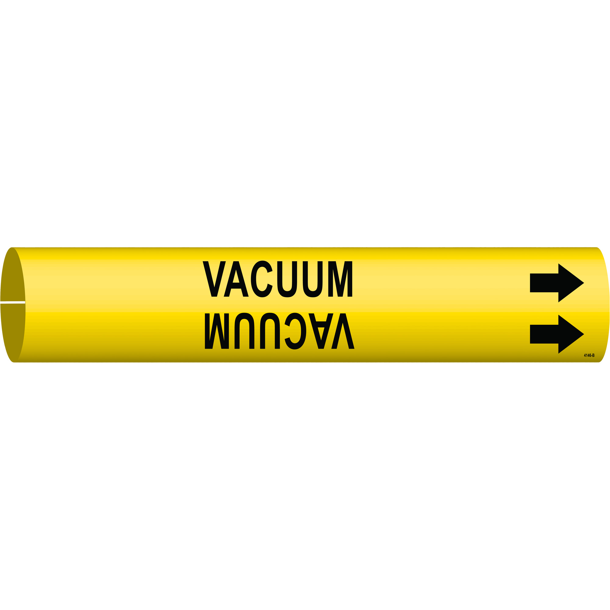 Marqueur de tuyau «Vacuum», À pression, 7/8" h x 7/8" la, Noir sur jaune