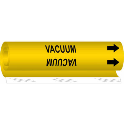Marqueur de tuyau «Vacuum», Enveloppant, 9" h x 8" la, Noir sur jaune