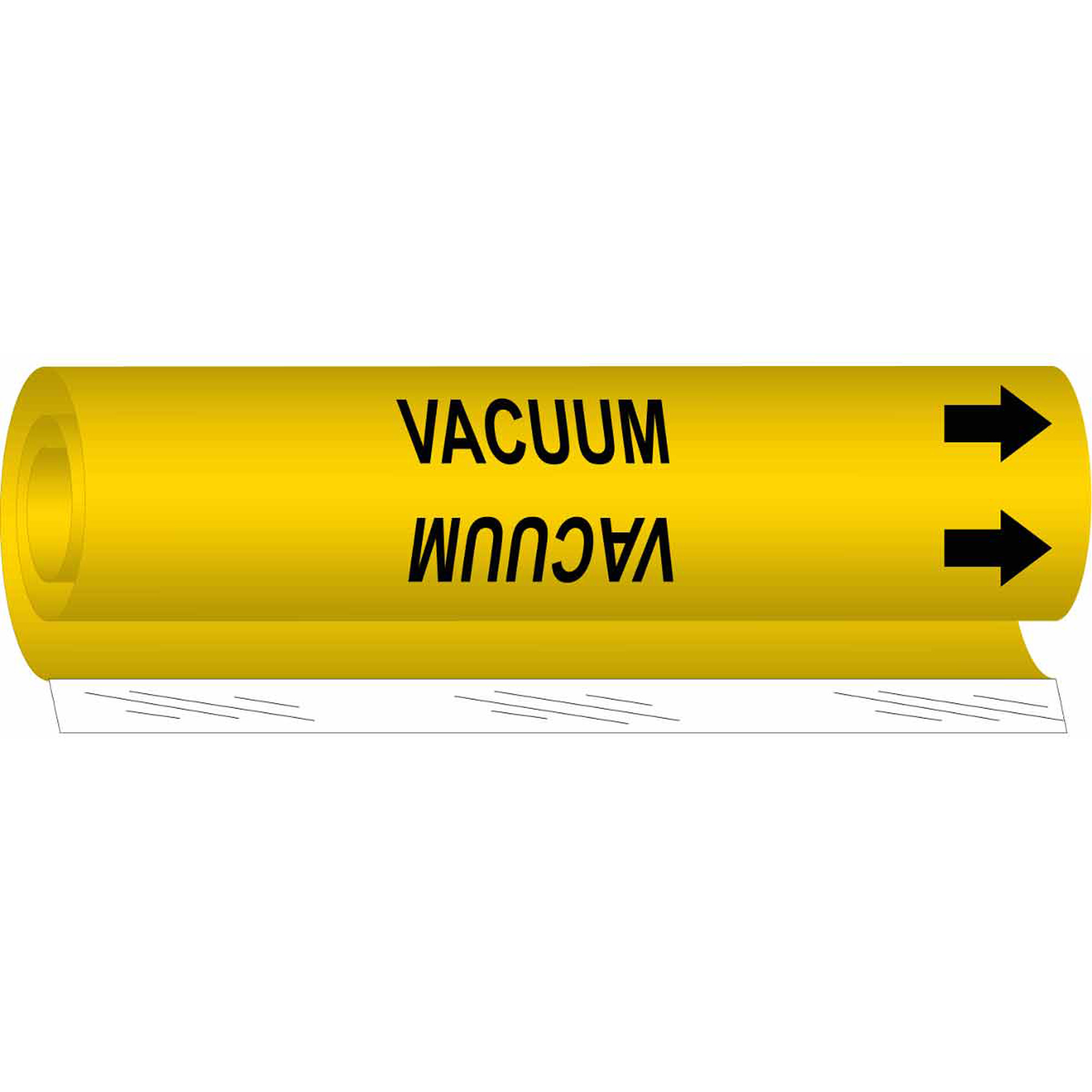 Marqueur de tuyau «Vacuum», Enveloppant, 9" h x 8" la, Noir sur jaune