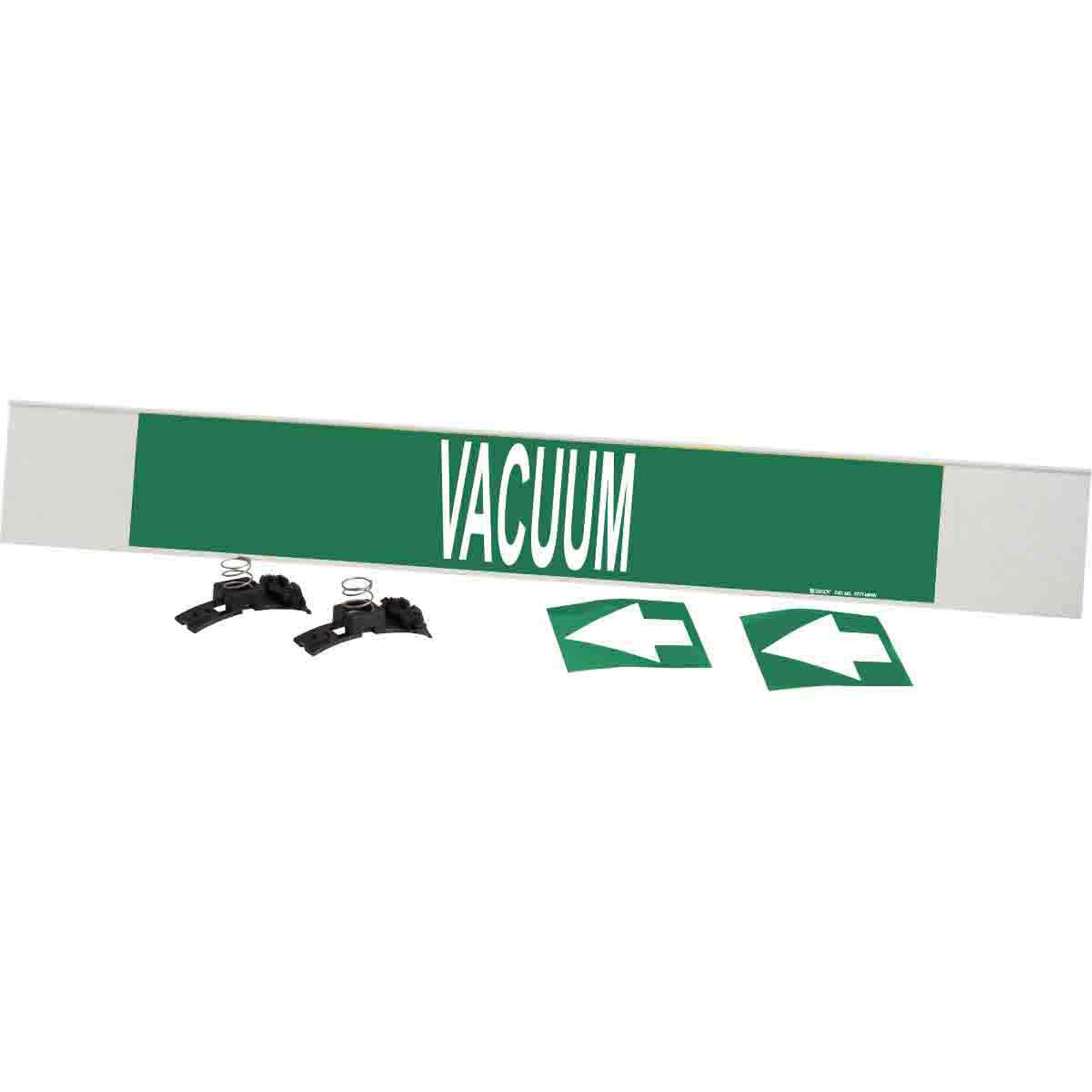 Marqueur de tuyau «Vacuum», Transporteur en fibre de verre avec agrafes, 4" h x 24" la, Blanc/vert