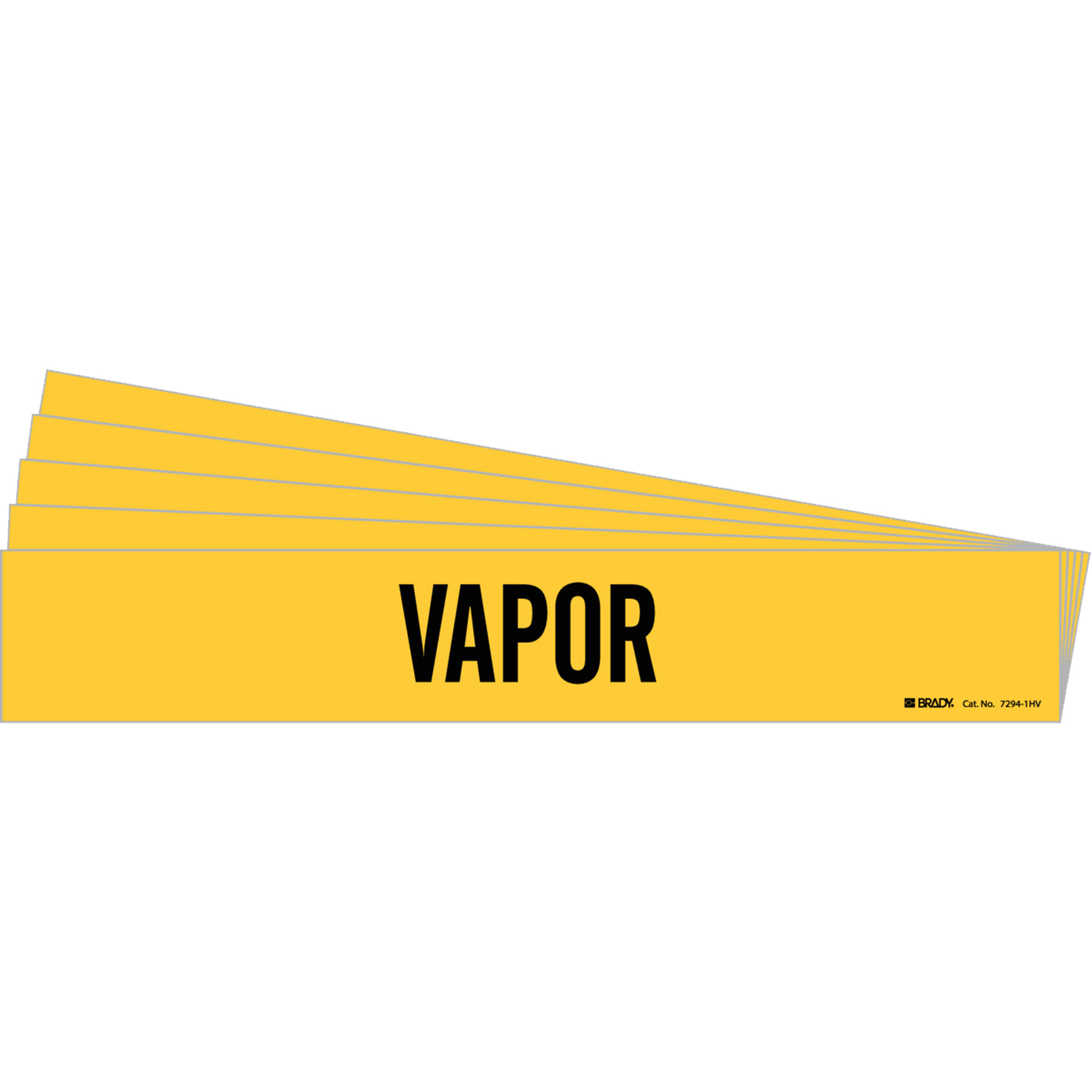 Marqueur de tuyau «Vapor», Autocollant, 4" h x 24" la, Noir sur jaune
