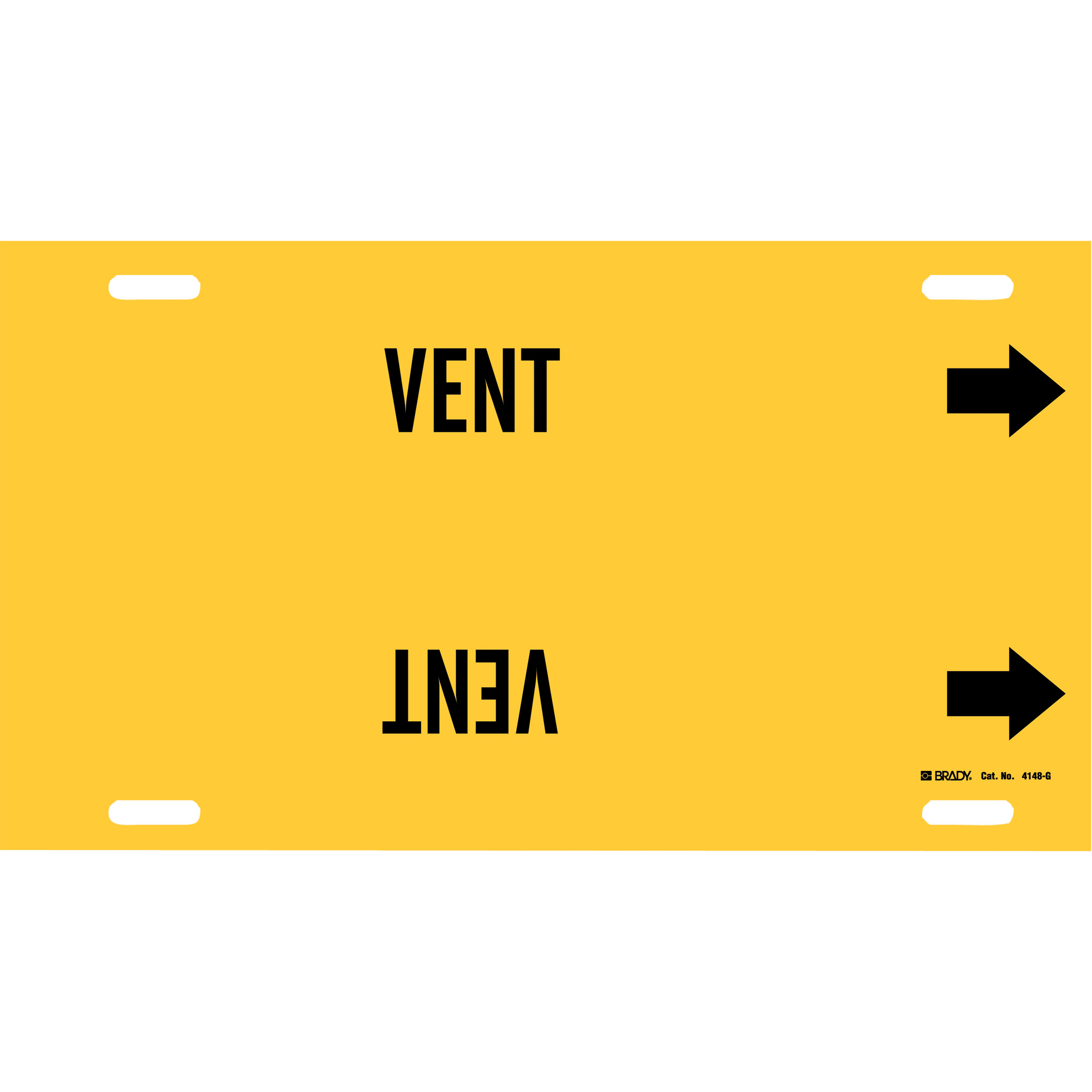Marqueur de tuyau «Vent», À attacher, 10" h x 24" la, Noir sur jaune