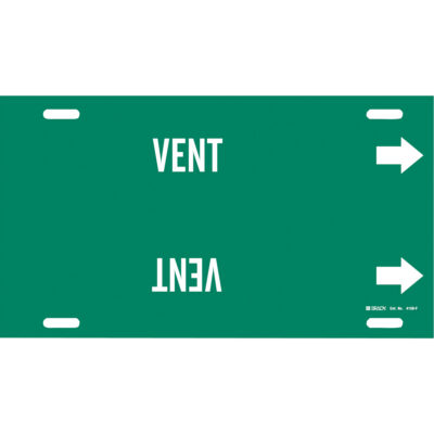 Marqueur de tuyau «Vent», À attacher, 8" h x 16" la, Blanc/vert
