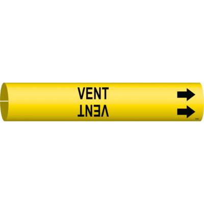 Marqueur de tuyau «Vent», À pression, 13/16" h x 13/16" la, Noir sur jaune