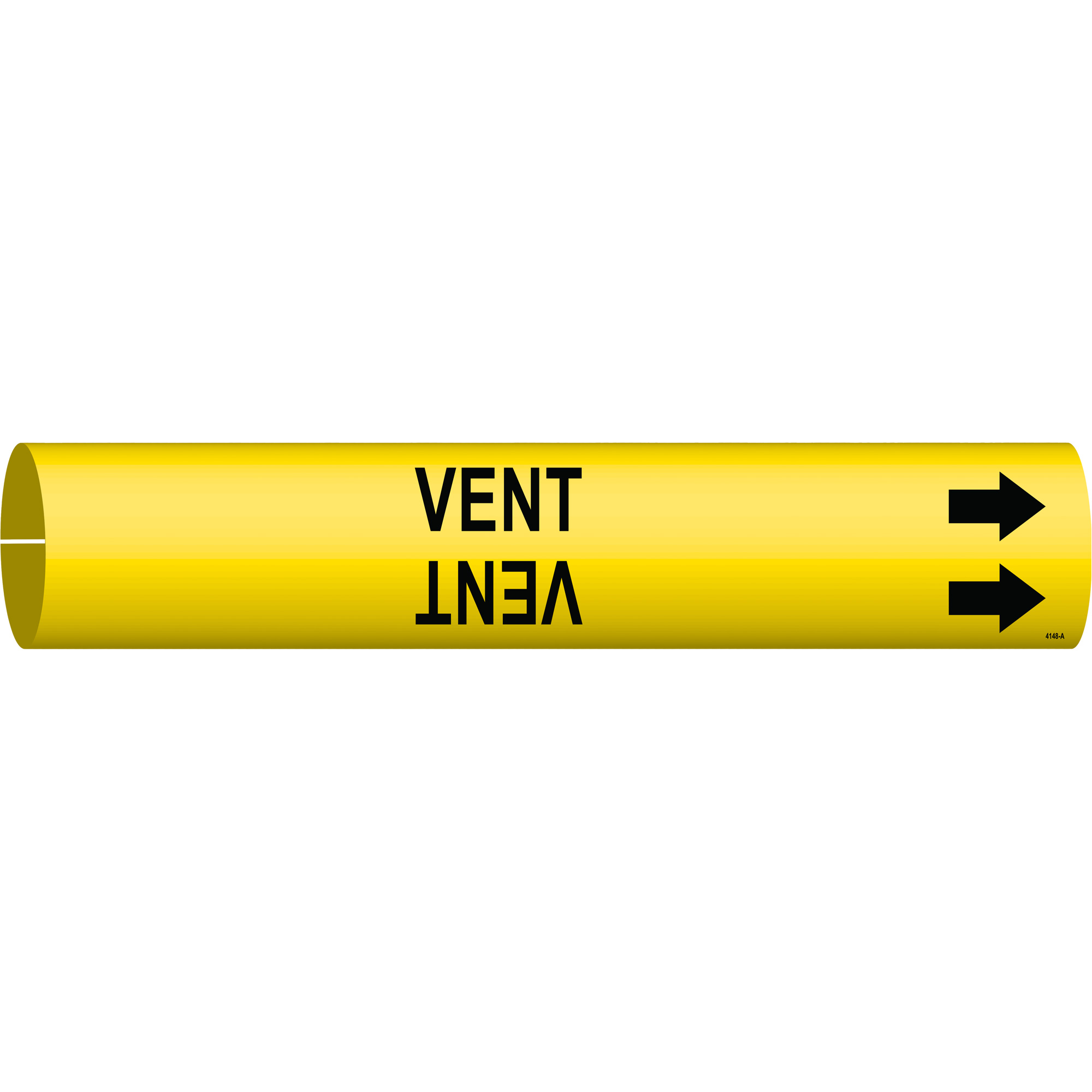 Marqueur de tuyau «Vent», À pression, 13/16" h x 13/16" la, Noir sur jaune