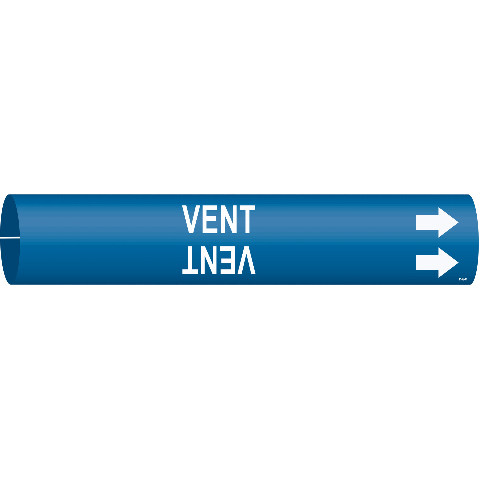 Marqueur de tuyau «Vent», À pression, 2" h x 2" la, Blanc/bleu