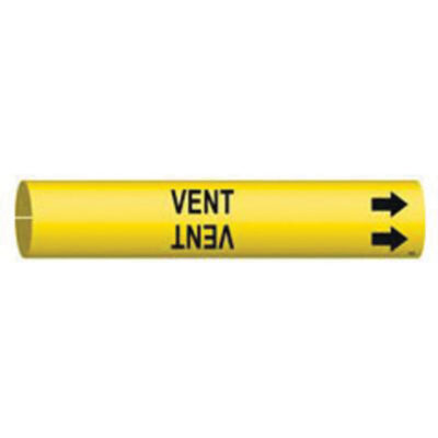 Marqueur de tuyau «Vent», À pression, 2" h x 2" la, Noir sur jaune