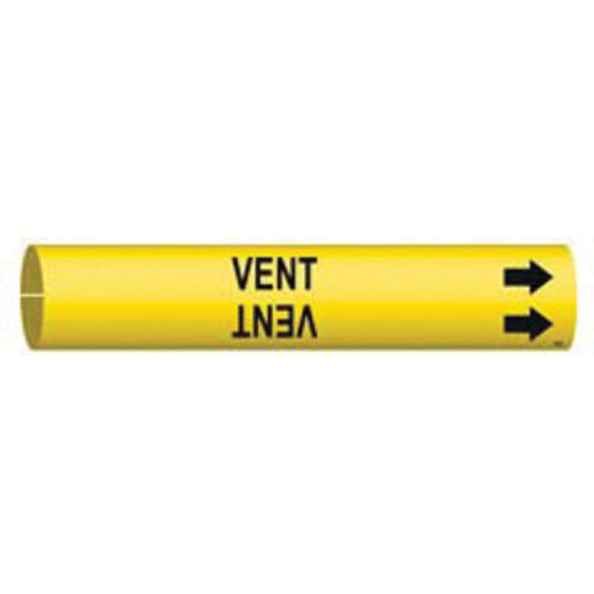 Marqueur de tuyau «Vent», À pression, 2" h x 2" la, Noir sur jaune