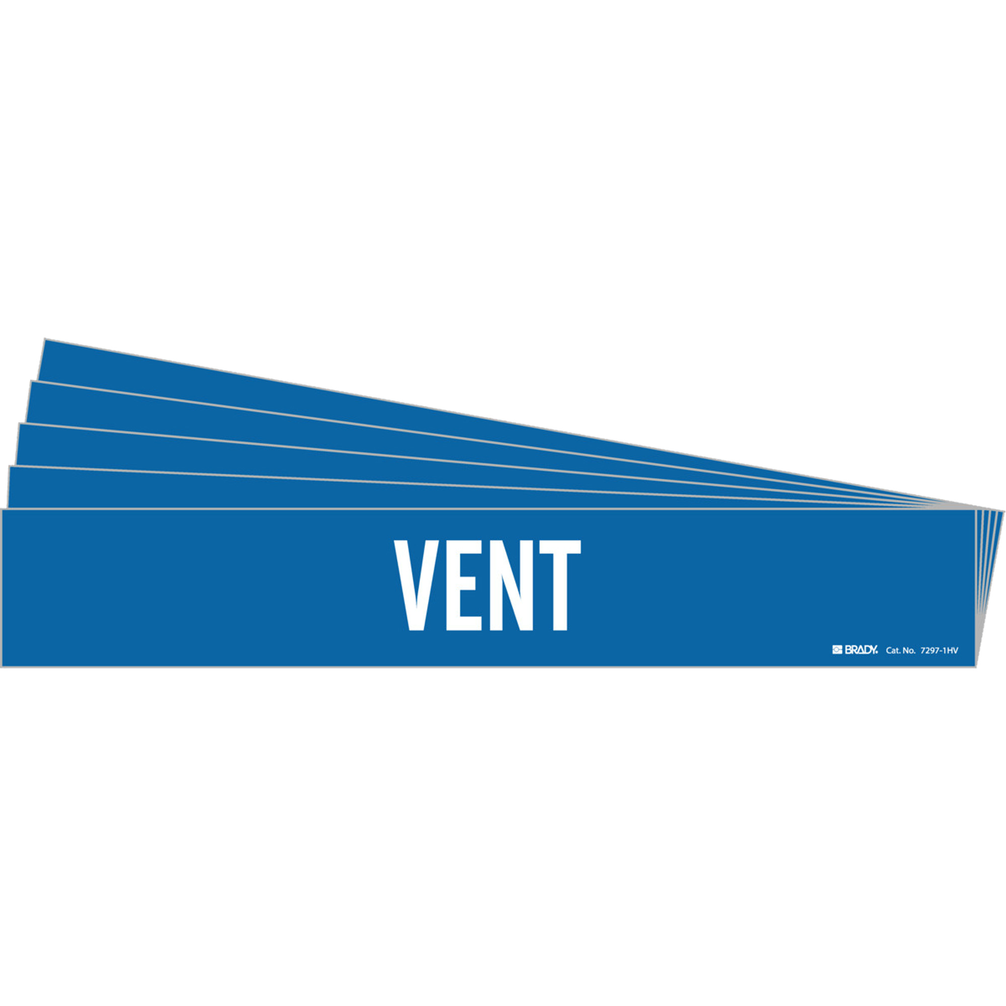 Marqueur de tuyau «Vent», Autocollant, 4" h x 24" la, Blanc/bleu