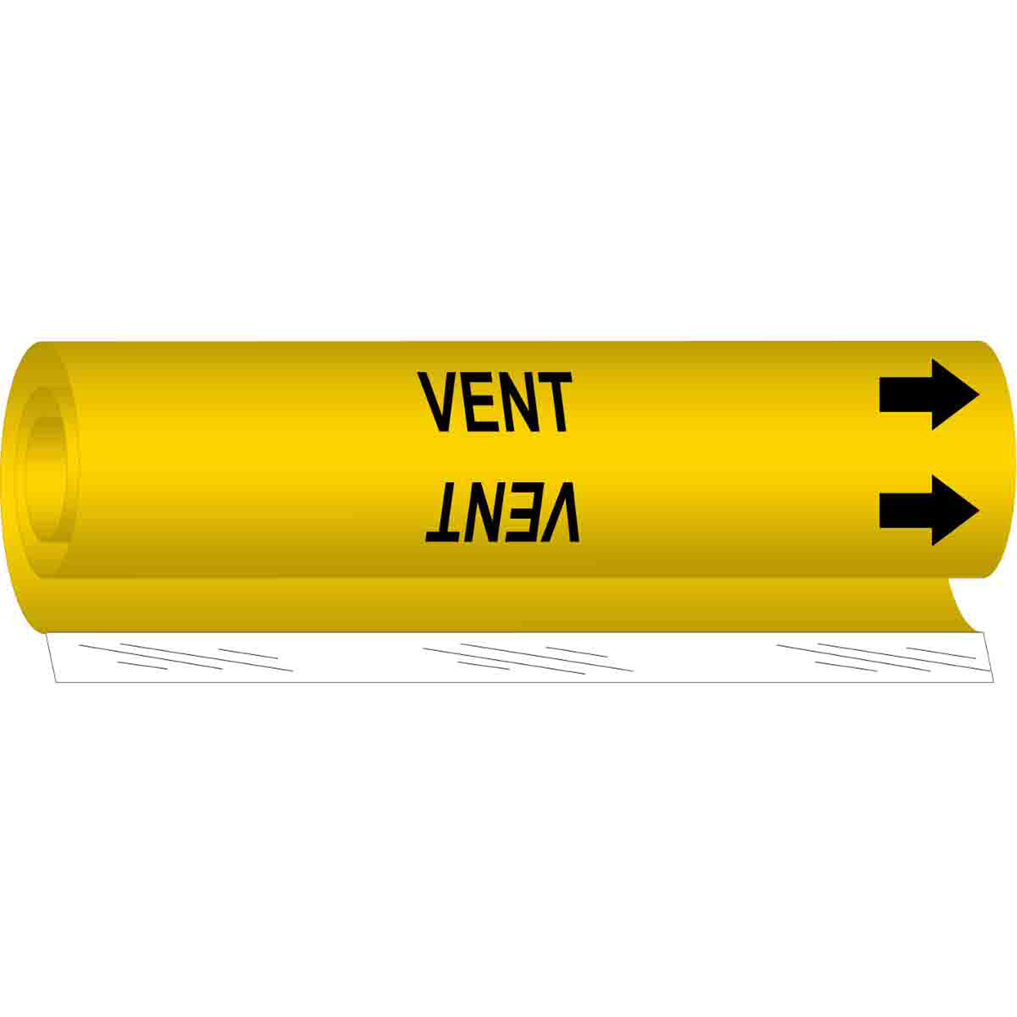 Marqueur de tuyau «Vent», Enveloppant, 5" h x 8" la, Noir sur jaune