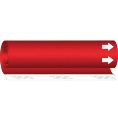 Marqueur de tuyau vierge, Enveloppant, 5" h x 8" la, Blanc/rouge
