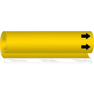Marqueur de tuyau vierge, Enveloppant, 5" h x 8" la, Noir sur jaune
