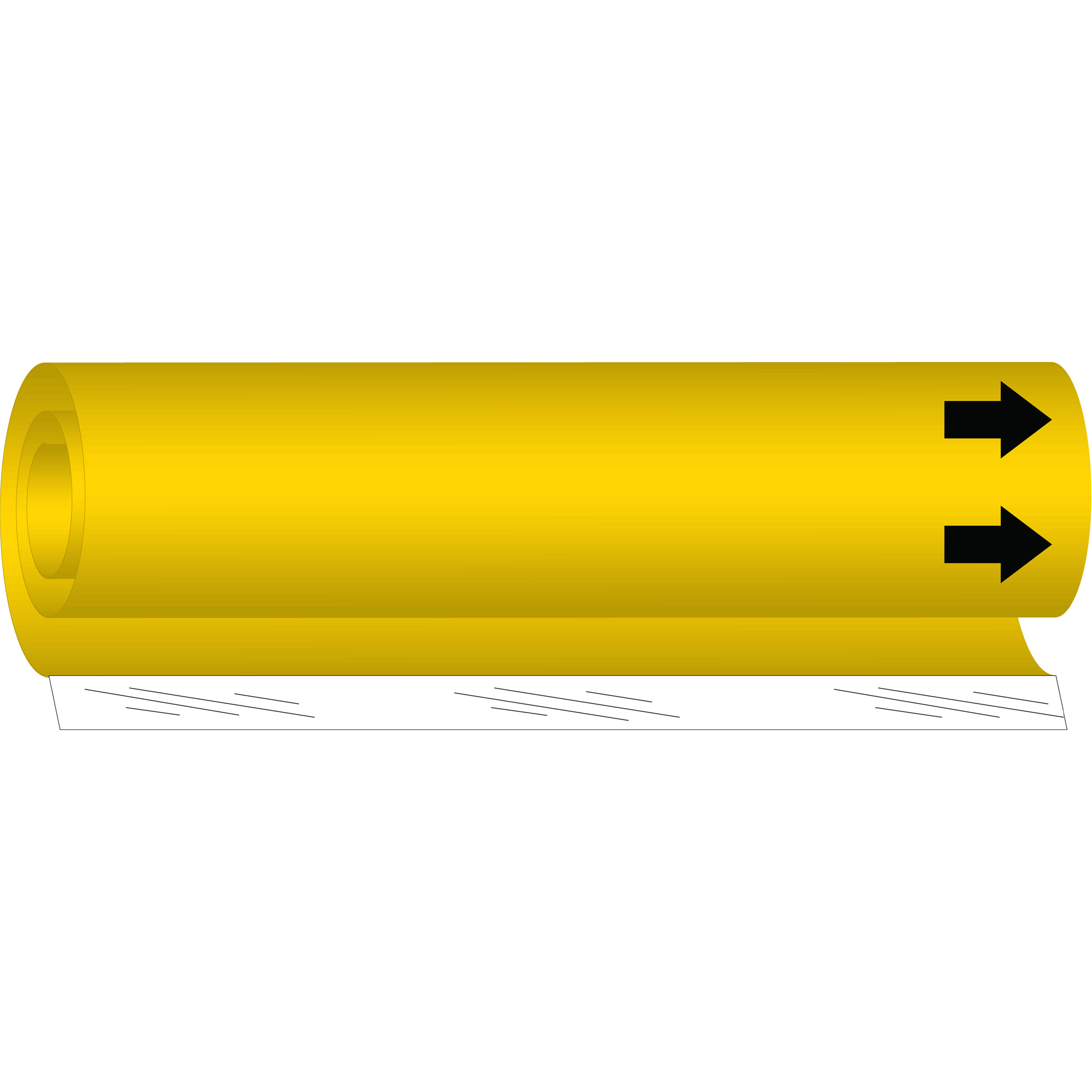 Marqueur de tuyau vierge, Enveloppant, 5" h x 8" la, Noir sur jaune