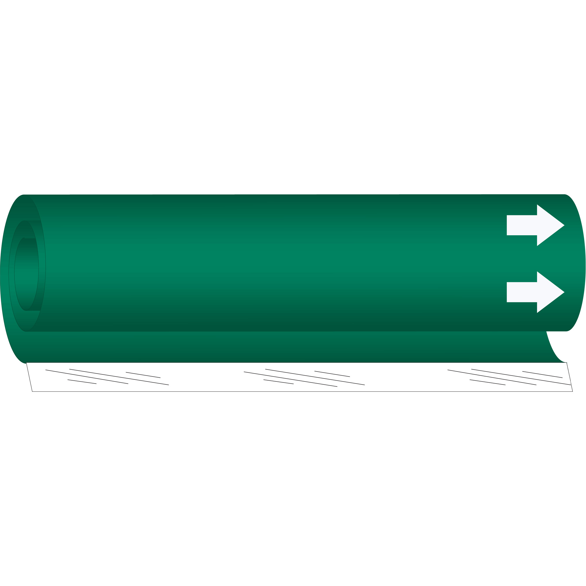 Marqueur de tuyau vierge, Enveloppant, 9" h x 8" la, Blanc/vert