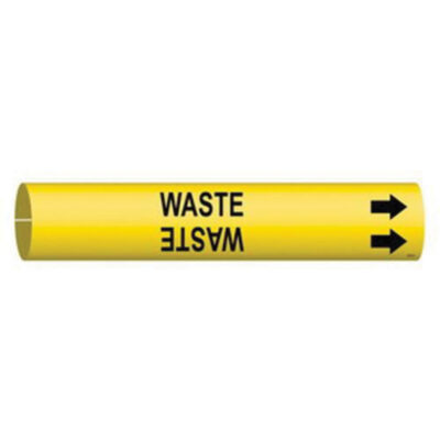 Marqueur de tuyau «Waste», À pression, 13/16" h x 13/16" la, Noir sur jaune