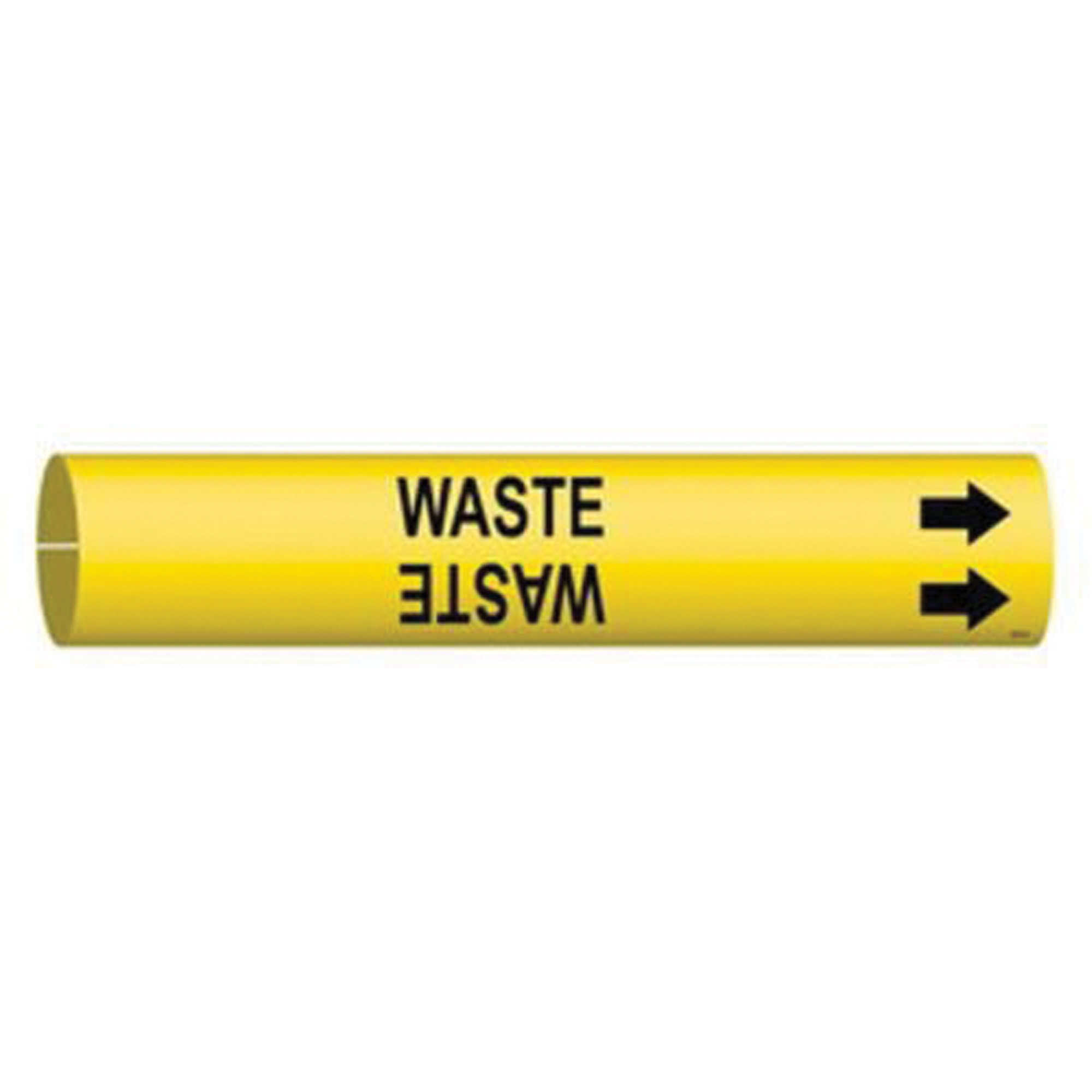 Marqueur de tuyau «Waste», À pression, 13/16" h x 13/16" la, Noir sur jaune