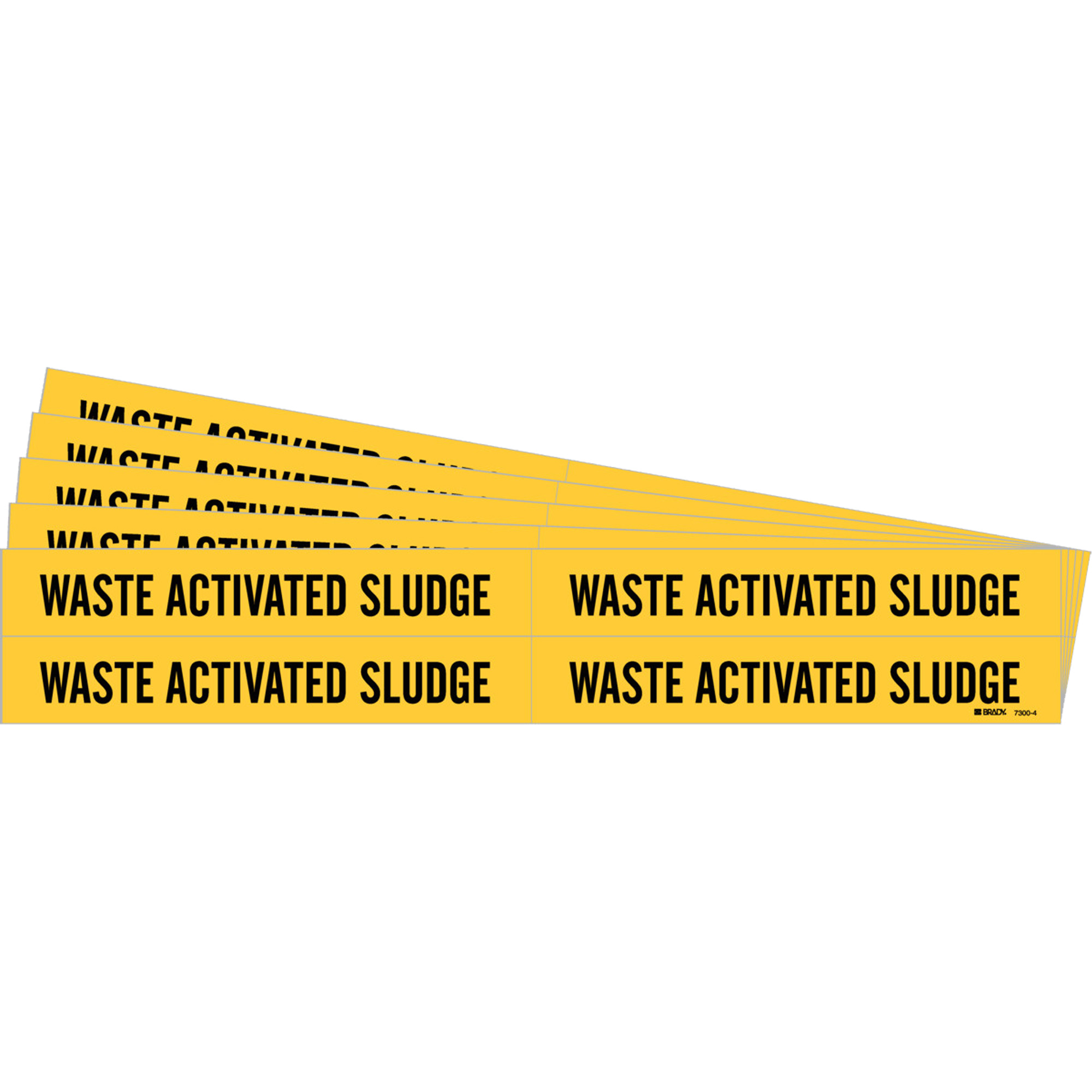 Marqueur de tuyau «Waste Activated Sludge», Autocollant, 1-1/8" h x 7" la, Noir sur jaune