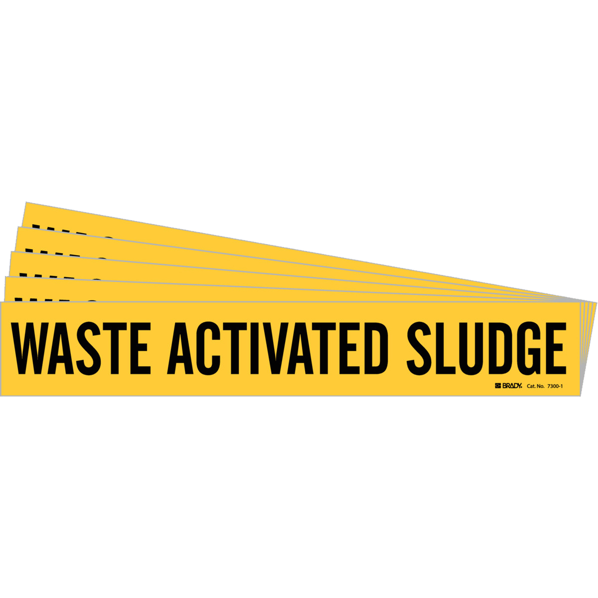 Marqueur de tuyau «Waste Activated Sludge», Autocollant, 2-1/4" h x 14" la, Noir sur jaune