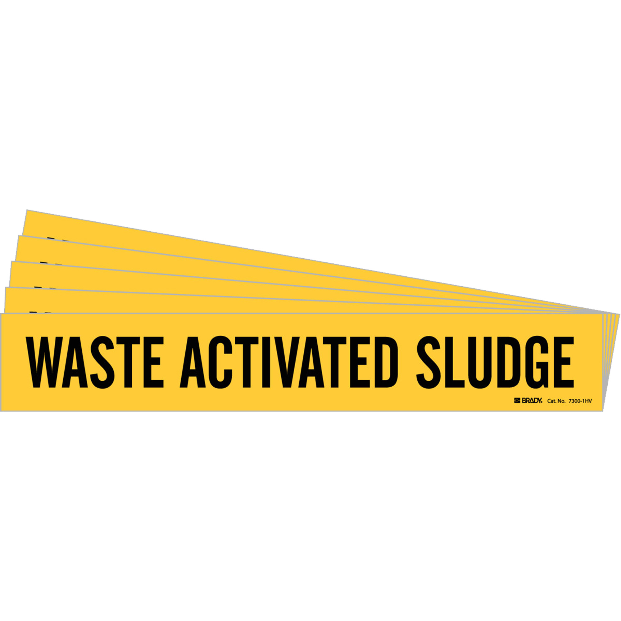 Marqueur de tuyau «Waste Activated Sludge», Autocollant, 4" h x 24" la, Noir sur jaune