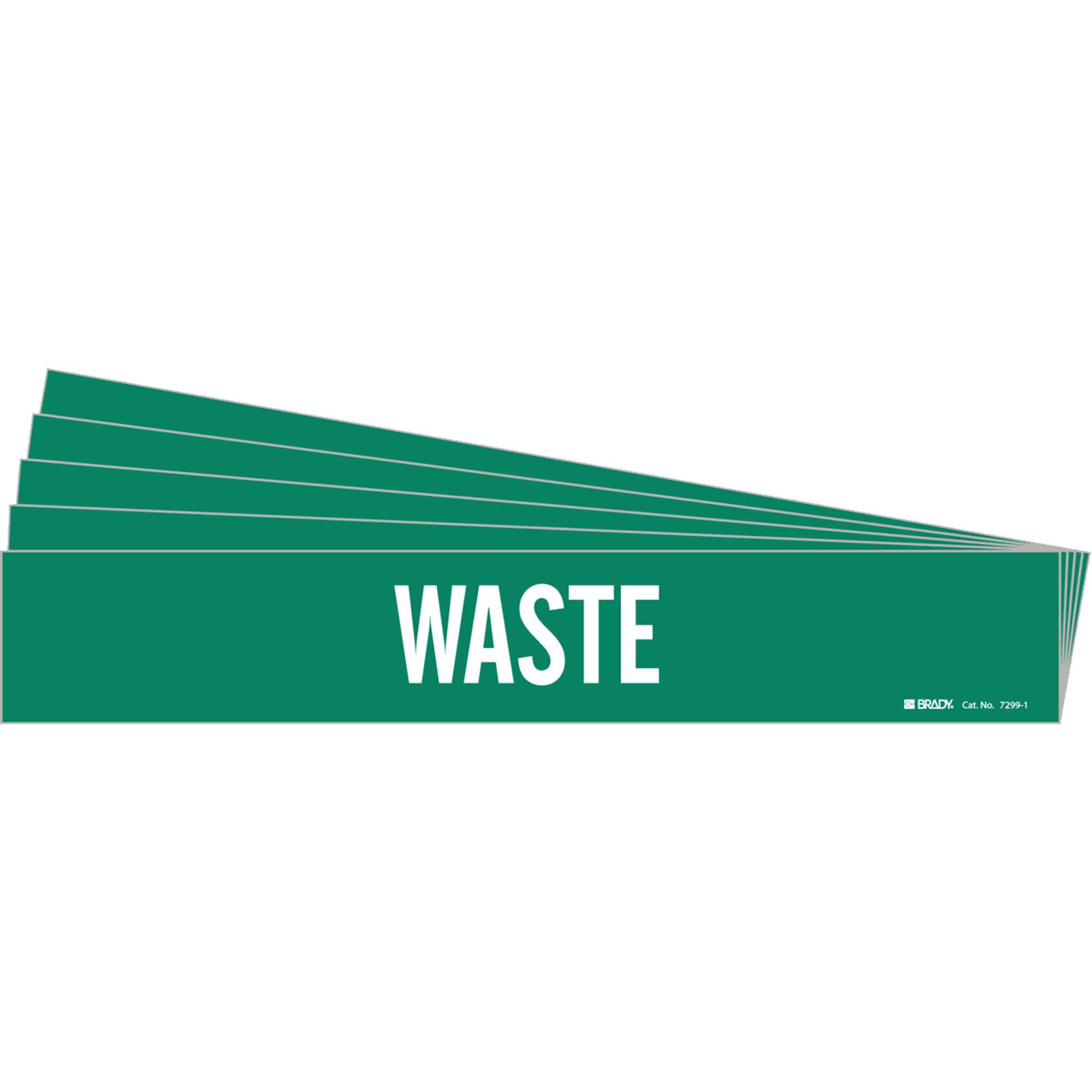 Marqueur de tuyau «Waste», Autocollant, 2-1/4" h x 14" la, Blanc/vert