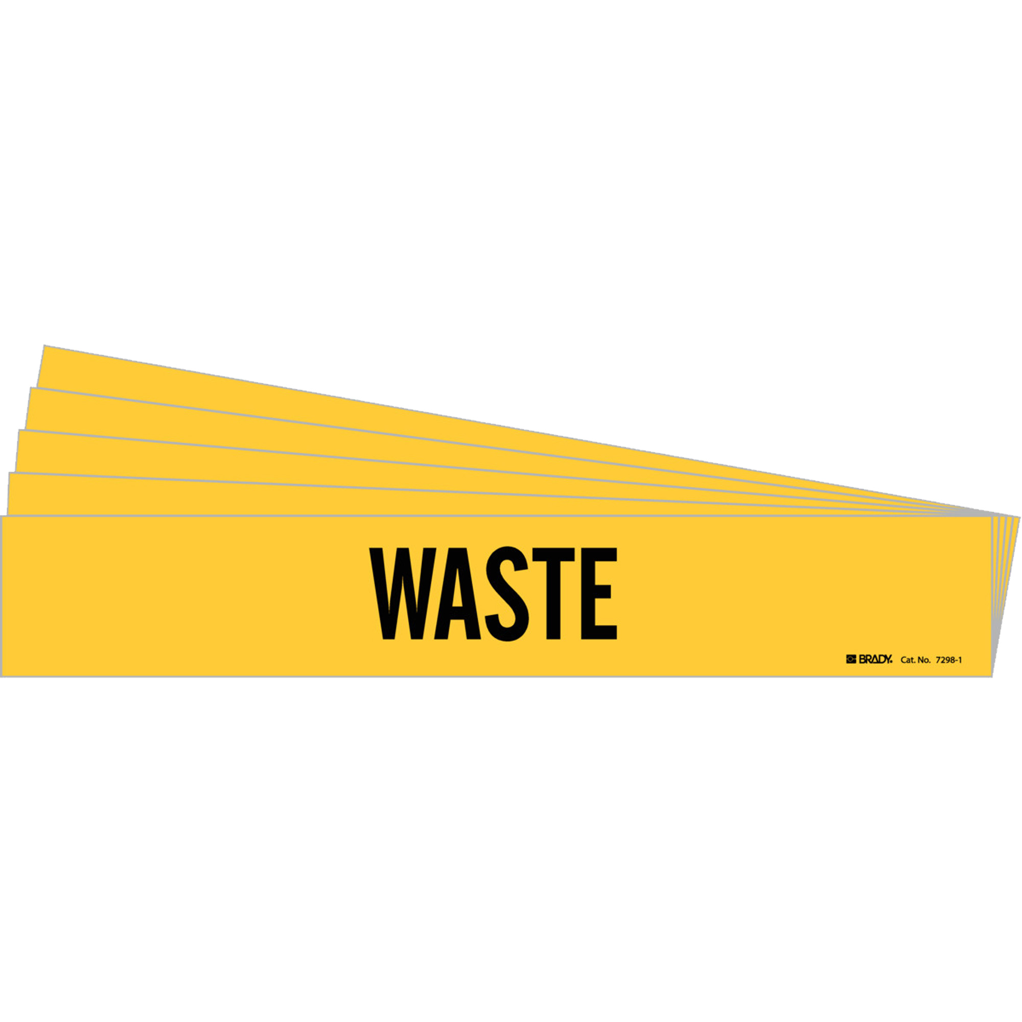 Marqueur de tuyau «Waste», Autocollant, 2-1/4" h x 14" la, Noir sur jaune